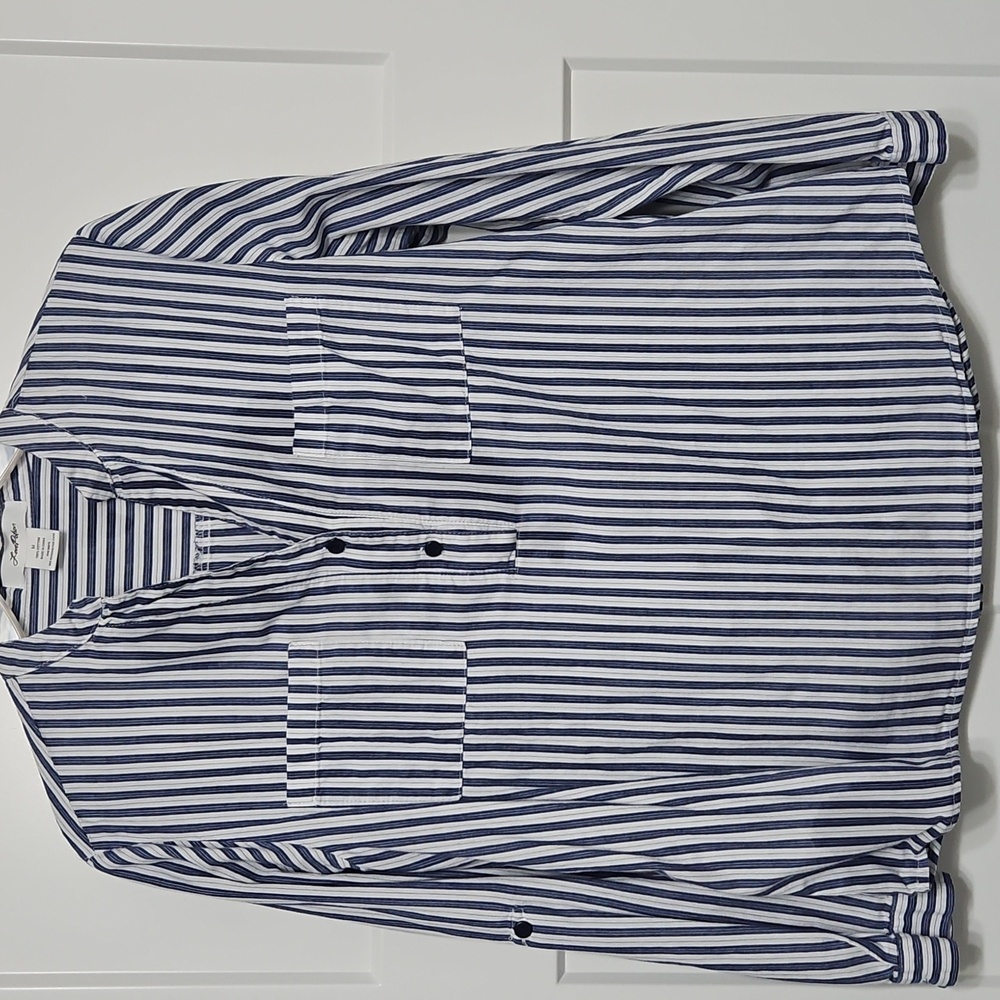 Love Potion Navy and White Striped Casual Shirt